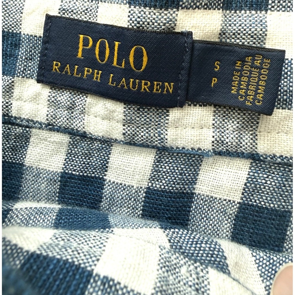 POLO RALPH LAUREN Gingham Plaid Linen Wrap Skirt Women Small Blue White Cottage - Picture 3 of 9